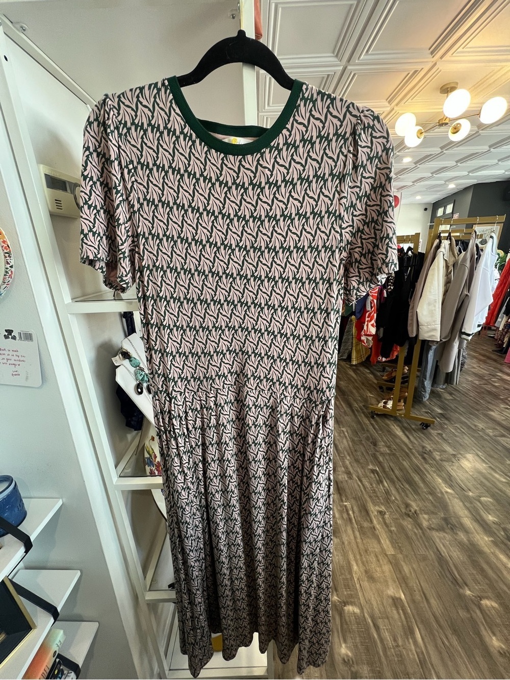 Boden Women's Green Lucinda Jersey Midi Dress Palm Leaf